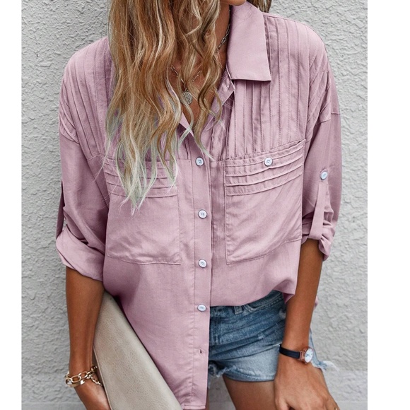 BellanBlue Tops - 032 Classic Button down pleated Oversized Shirt